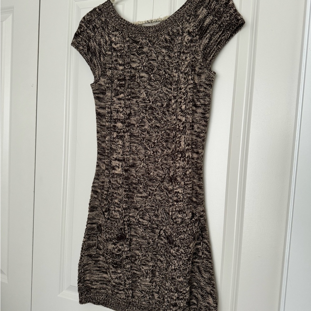 Brown and Cream Knit Sweater